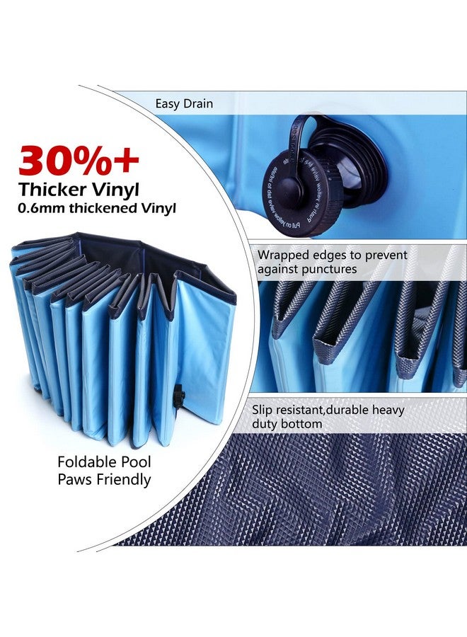 Jasonwell Foldable Dog Pet Bath Pool Collapsible Dog Pet Pool Bathing Tub Kiddie Pool Doggie Wading Pool for Puppy Small Medium Large Dogs Cats and Kids 39.5" Blue - Image 3