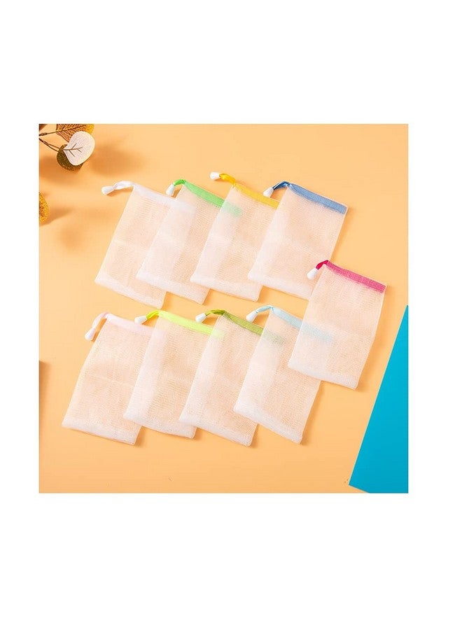 FULINJOY 10 Pcs Exfoliating Mesh Soap Saver Pouch Bag Sack, Face Cleansing Foaming Nets, White Pouch With Drawstring (Color Random) - Image 1