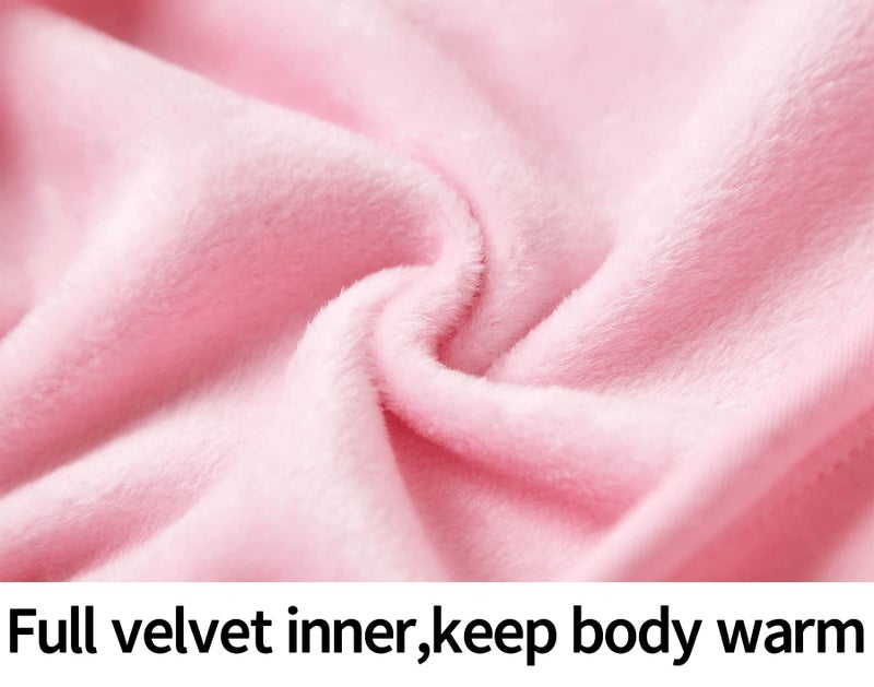 DANSHOW Girls Ballet Wrap Tops Kids Long Sleeve Dance Sweater,Velvet Inner(824-130-08) Pink - Image 3