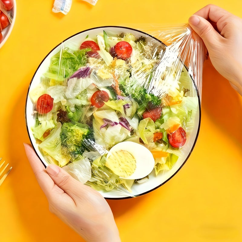 100 Pack Transparent Plastic Food Wrap Multifunctional Disposable Stretchable Kitchen Cling Film - Image 4
