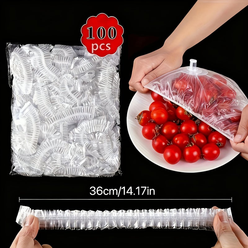 100 Pack Transparent Plastic Food Wrap Multifunctional Disposable Stretchable Kitchen Cling Film - Image 3