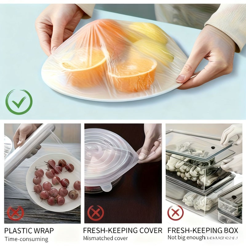 100 Pack Transparent Plastic Food Wrap Multifunctional Disposable Stretchable Kitchen Cling Film - Image 2