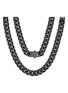 سلسلة ChainsProMax Can Engrave Men Miami Cuban Link Chain، عرض 5/7/9/12.5 مم، طول 18-30 بوصة من الفولاذ المقاوم للصدأ/مطلي بالذهب/أسود (إرسال صندوق هدية)