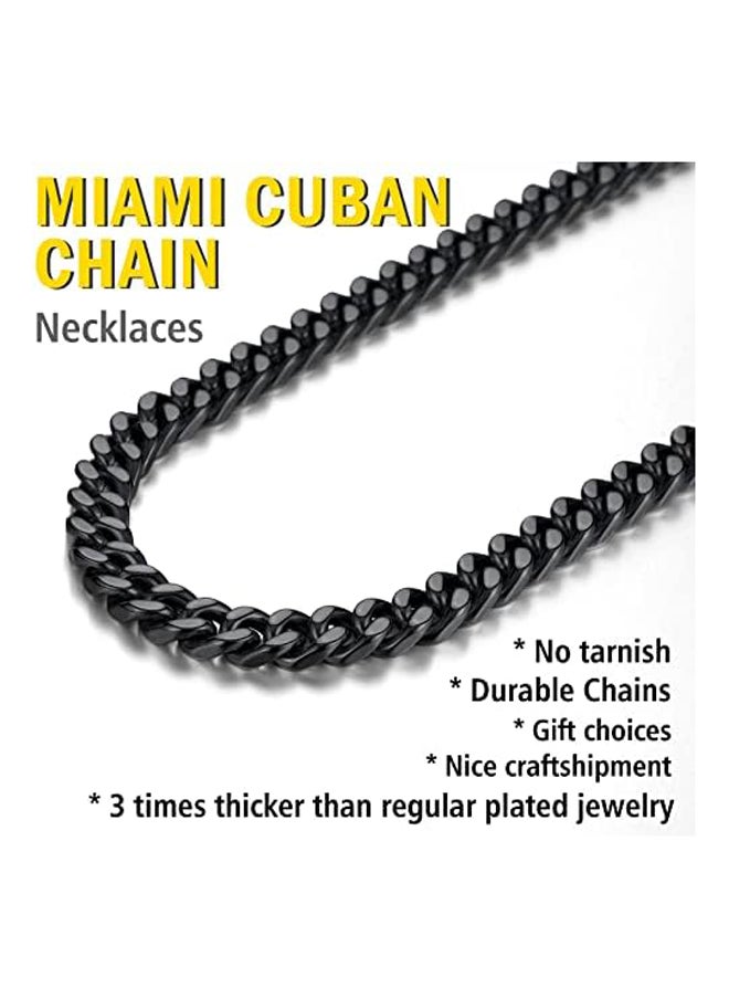 ماركة غير محددة - سلسلة ChainsProMax Can Engrave Men Miami Cuban Link Chain، عرض 5/7/9/12.5 مم، طول 18-30 بوصة من الفولاذ المقاوم للصدأ/مطلي بالذهب/أسود (إرسال صندوق هدية) - Image 1