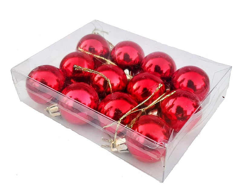 Partunay Set of 12 Pcs REd Balls Christmas Tree Xmas Tree Decoration Hanging Ornaments Christmas Decoration Items Christmas Xmas Tree Decor