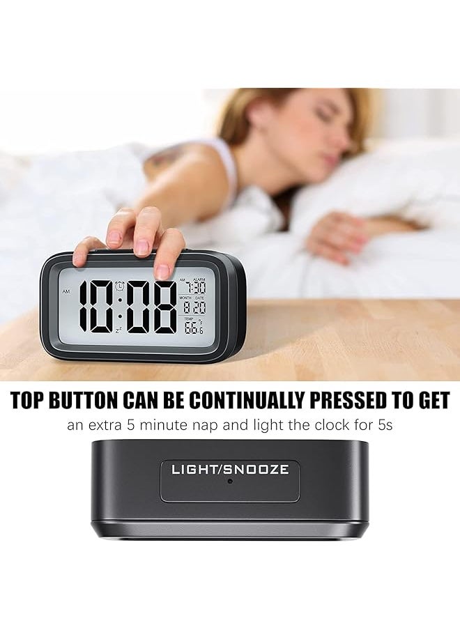 Necomi - Creative Nightlight Smart Light Led Alarm Clock Bedside Desk Table Electronic Clock Battery Operated Mute Luminous Alarm Clock，Auto Night Mode With Adjustable Light For Kids Students - Image 1