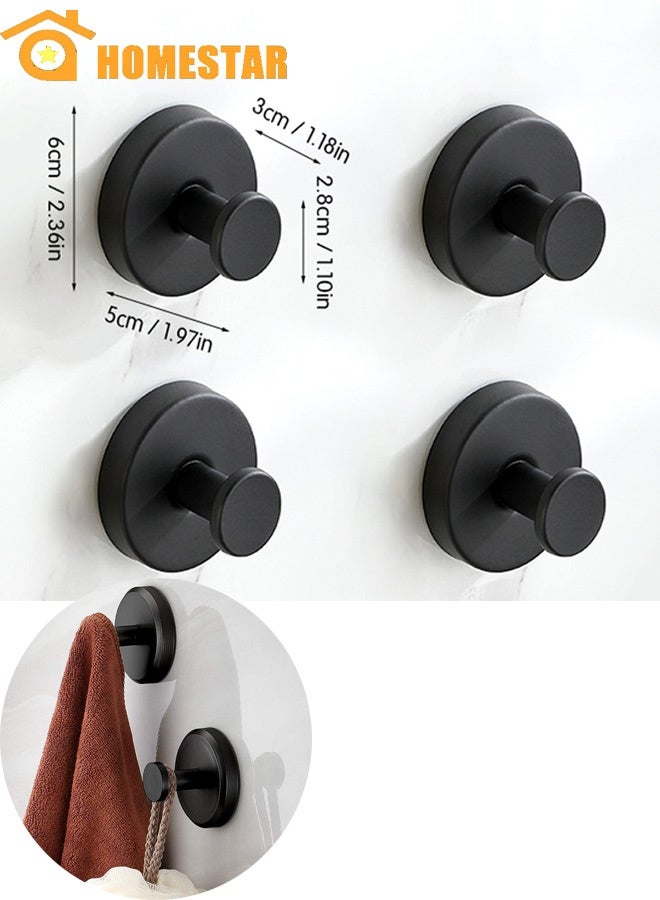 هومستر 4 أجهزة كمبيوتر شخصية كوب امتصاص خطايات للدش، الحمام، المطبخ، باب زجاجي، مرآة، بلاط، منشفة، معطف، حمام روب خطاء حامل، أسود - Image 1