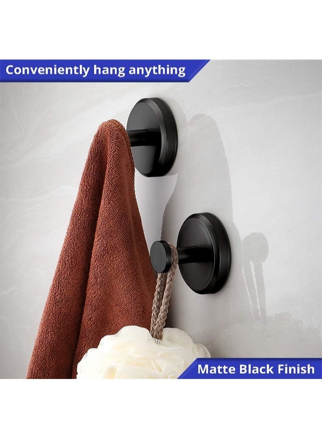 هومستر 4 أجهزة كمبيوتر شخصية كوب امتصاص خطايات للدش، الحمام، المطبخ، باب زجاجي، مرآة، بلاط، منشفة، معطف، حمام روب خطاء حامل، أسود - Image 2