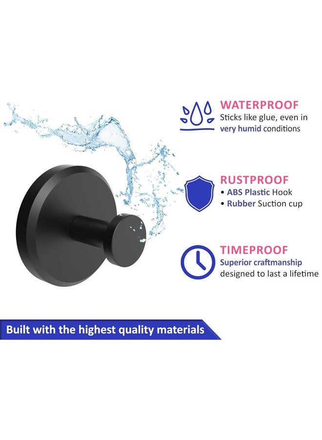 هومستر 4 أجهزة كمبيوتر شخصية كوب امتصاص خطايات للدش، الحمام، المطبخ، باب زجاجي، مرآة، بلاط، منشفة، معطف، حمام روب خطاء حامل، أسود - Image 5