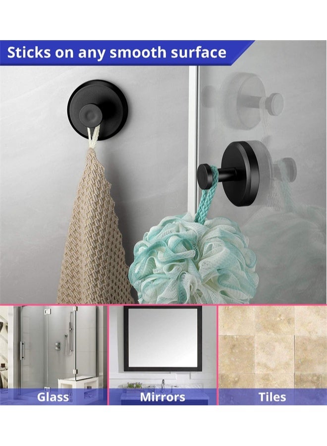 هومستر 4 أجهزة كمبيوتر شخصية كوب امتصاص خطايات للدش، الحمام، المطبخ، باب زجاجي، مرآة، بلاط، منشفة، معطف، حمام روب خطاء حامل، أسود - Image 3