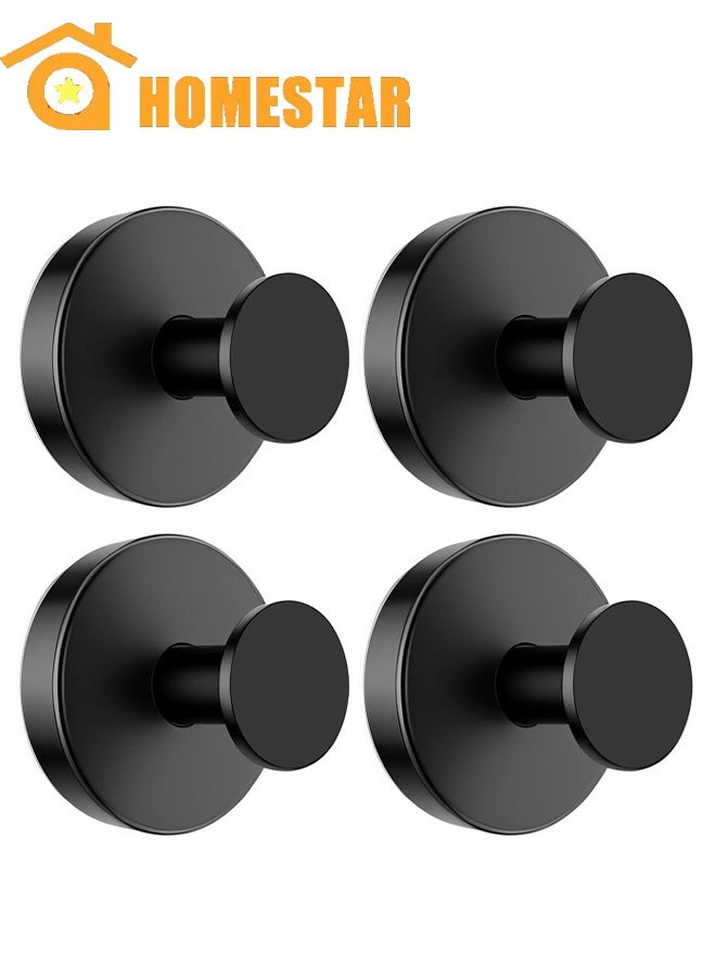HOMESTAR 4 Pcs Suction Cup Hooks for Shower, Bathroom, Kitchen, Glass Door, Mirror, Tile, Towel, Coat, Bath Robe Hook Holder, Black - Image 1