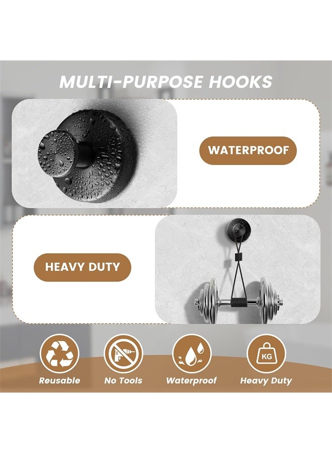 HOMESTAR 4 Pcs Suction Cup Hooks for Shower, Bathroom, Kitchen, Glass Door, Mirror, Tile, Towel, Coat, Bath Robe Hook Holder, Black - Image 4