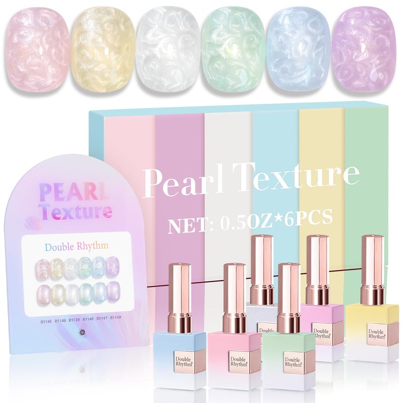 Double Rhythm 6 Pcs 15 ML Gel Polish Set Same Color Same Bottle Soak Off Gel Polish Kit Nail Art Manicure Salon DIY at Home for Women Pearl Pink White Green Blue PurpleT621