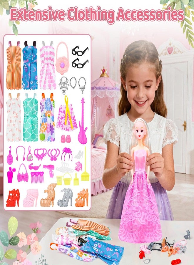 CLTTCLLCT Tea Party Set for Little Girls, Princess Tea Time Toys with Play Food & 2 Dolls Dress up Set, Pretend Kids Kitchen Playset for Girl Toddler Age 3-8 Birthday Gifts - Image 4