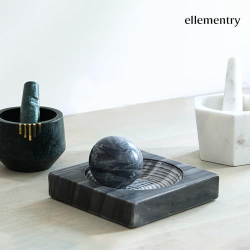 Ellementry Swirl and Grind Mortar and Pestle Set, Khalbatta Stone, Imam Dasta, Okhli Masher, Kharal, Kundi Sota, Natural &Traditional Spice Grinder for Kitchen, Khal Batta Musal for Spices & Herbs - Image 5