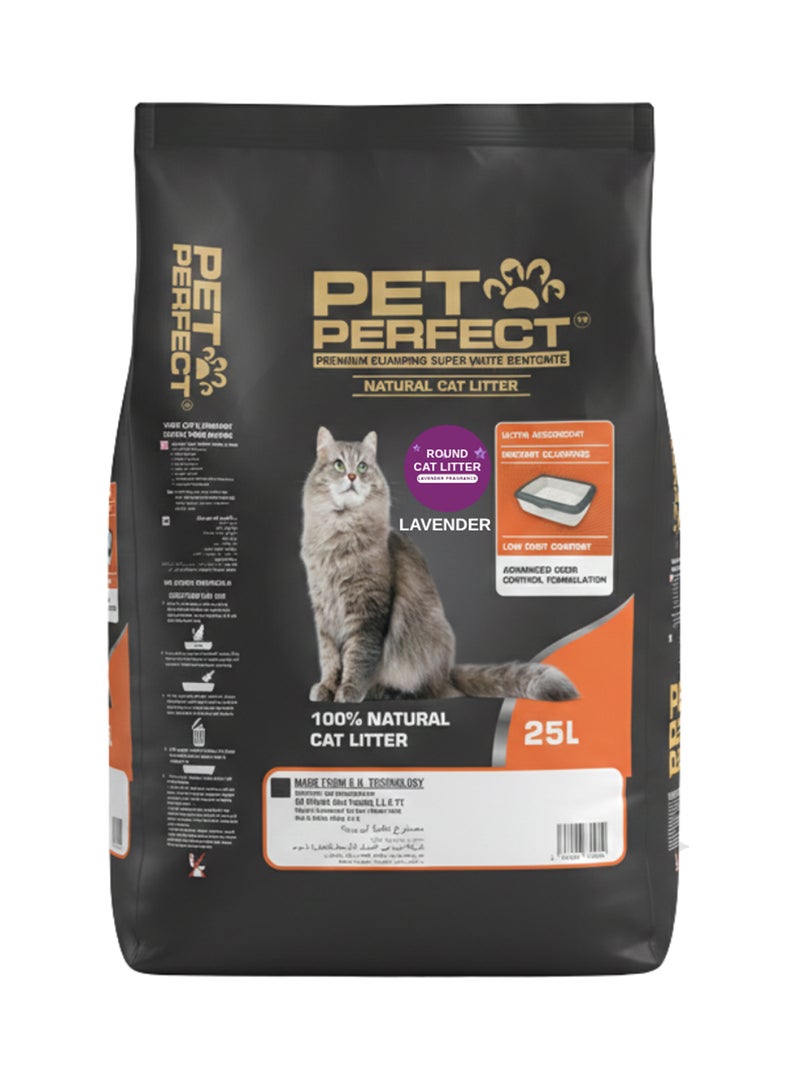 PET PERFECT Premium Clumping Super White Bentonite Cat Litter 25L (20KG) - Lavender - Image 1