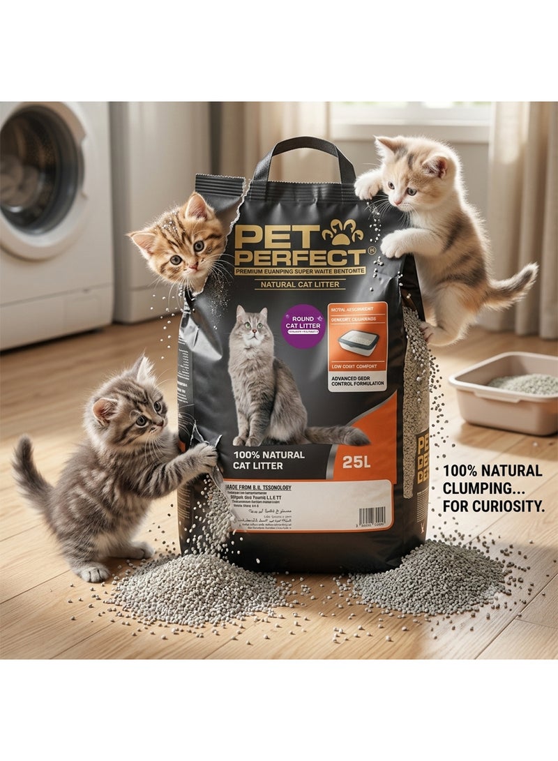 PET PERFECT Premium Clumping Super White Bentonite Cat Litter 25L (20KG) - Lavender - Image 2