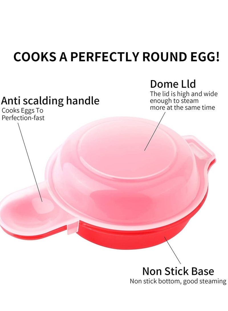 Microwave Egg Cooker, 1 Minute Fast Hamburg Omelet Maker Kitchen Cooking Tool 2 sets (Red) - Image 2