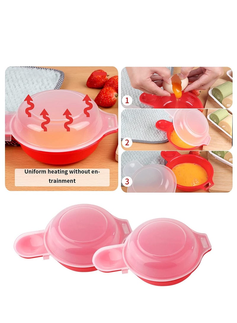 Microwave Egg Cooker, 1 Minute Fast Hamburg Omelet Maker Kitchen Cooking Tool 2 sets (Red) - Image 4