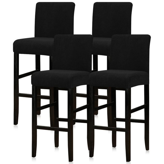 BAR STOOL COVERS SET OF 4STRETCH WASHABLE BAR STOOL SEAT COVERSREMOVABLE BAR CHAIR COVERS WITH BACKSCOUNTER HEIGHT BAR STOOL CHAIR COVERS FOR KITCHEN DINING ROOM CAFEBLACK