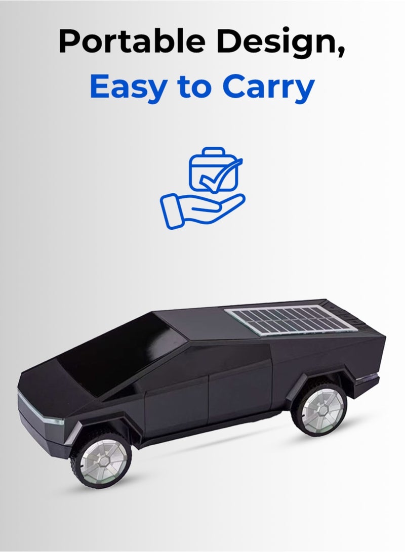 كروم Charome Cybertruck Solar Speaker (Black) 10W Power, LED Light, FM, AUX, TF Card, Solar Charging - Image 5