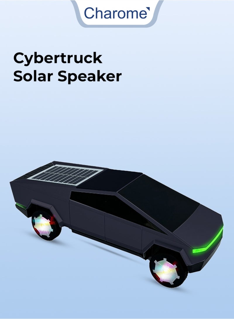 كروم Charome Cybertruck Solar Speaker (Black) 10W Power, LED Light, FM, AUX, TF Card, Solar Charging - Image 1