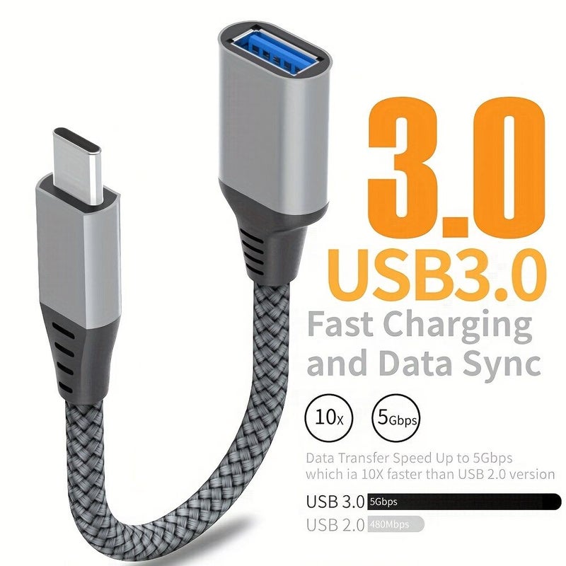 محول USB 3.0 من النوع C باللون الرمادي OTG بسرعة 5 جيجابت في الثانية لنقل البيانات للكمبيوتر المحمول واللوحي - Image 1