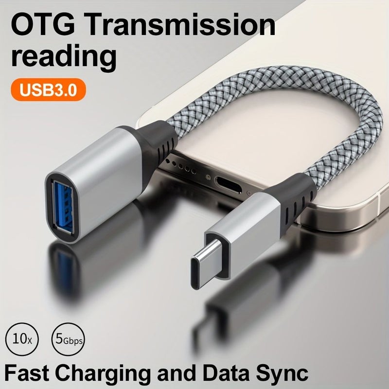 محول USB 3.0 من النوع C باللون الرمادي OTG بسرعة 5 جيجابت في الثانية لنقل البيانات للكمبيوتر المحمول واللوحي - Image 3