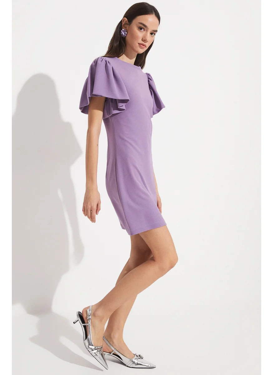جون Women's Flounce Sleeve Mini Knitted Dress