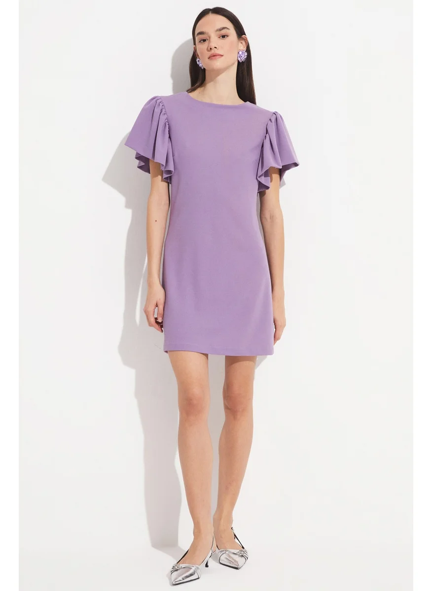 جون Women's Flounce Sleeve Mini Knitted Dress