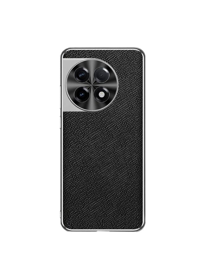 S-TOP Case For OnePlus Ace 2 Silver Edge Cross Texture PU Leather Phone Case - Image 1
