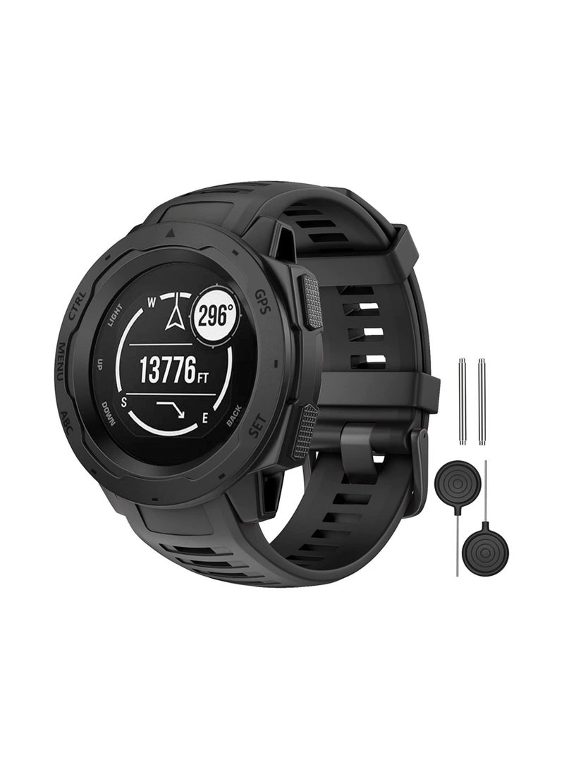 Captaintech Watch Band Waterproof Wristband Strap for Garmin Instinct Soft Silicone Replacement Watch Strap for Garmin Instinct Garmin Instinct 2 Solar Tactical with Adapter Tools - Image 1