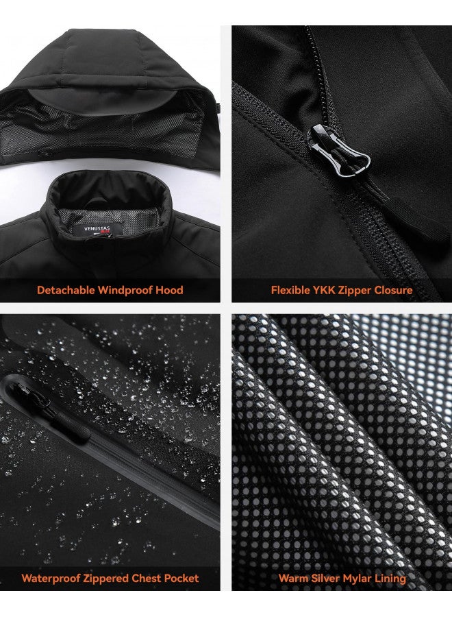 Venustas Venustas Men's Heated Jacket with Battery pack 7.4V, Windproof Electric Insulated Coat with Detachable Hood  - Image 3
