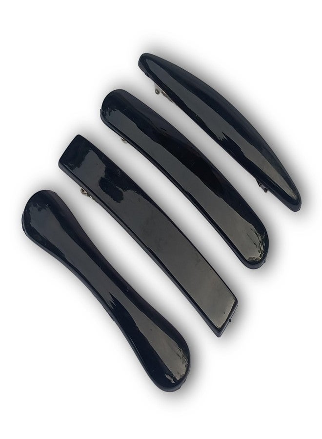 FACPLUS Hair clips for women and Girls Pack of 5, Hair clip for Girls, Hair clips for Women stylish, Barrette for women, Black Plain hairclip, clip for hair, Back clips - Image 1