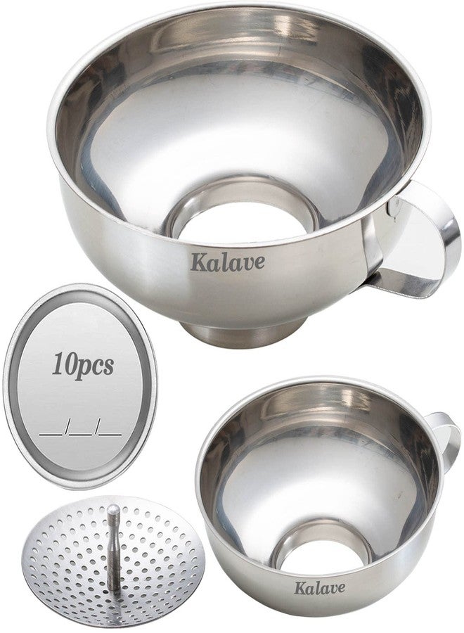 Kalave Canning Funnel, Food Grade Stainless Steel Canning Funnels with Strainer, Wide Mouth Funnels for Kitchen Use, Canning Supplies Kit for Wide and Regular Mason Jars - 3 Pack (Small and Large) - Image 1