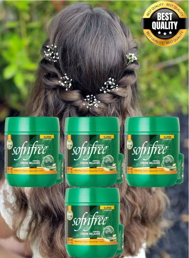 سوفن فري 4 قطع كريم فرد وتنعيم الشعر سوفت آند فري الاحترافي للشعر الخشن، 450 مل