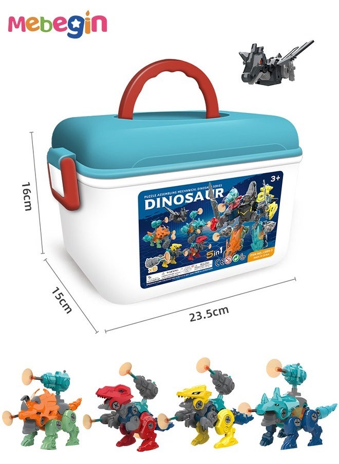 MEBEGIN - 5 in 1 Dinosaur Deformable Building Toys with Storage Box, High-Quality Dinosaur Toys, Educational STEM Learning Toy, Easy to Assemble, Perfect for Kids who Love Taking Things Apart - Image 1