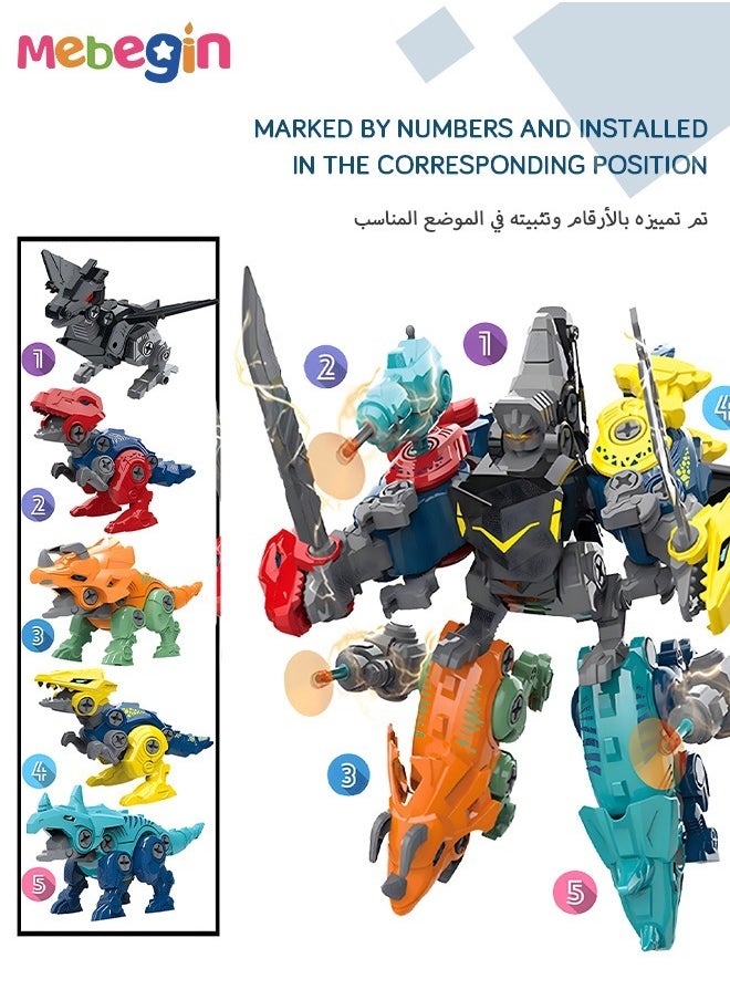 MEBEGIN - 5 in 1 Dinosaur Deformable Building Toys with Storage Box, High-Quality Dinosaur Toys, Educational STEM Learning Toy, Easy to Assemble, Perfect for Kids who Love Taking Things Apart - Image 1