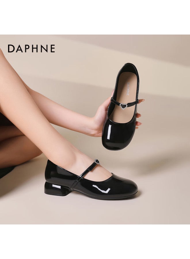 Daphne أحذية نسائية منخفضة القطع على الطراز الفرنسي من دافني، كعب سميك أنيق على طراز شانيل، أحذية ماري جين حمراء، سوداء، مقاس 35 - Image 3