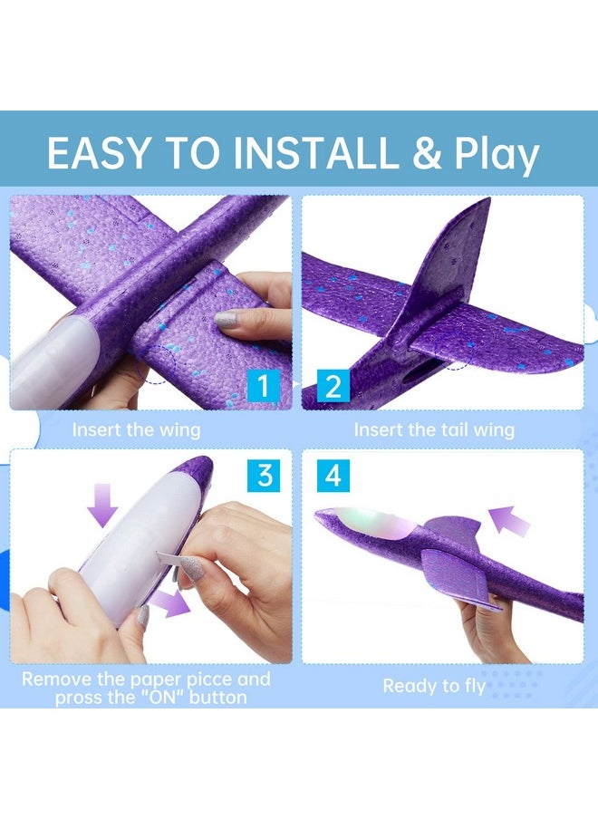 Iccbeeme 4 Pack Led Light Airplane Toys17.5 Large Throwing Foam Plane2 Flight Mode Glider Planefoam Airplane Flying Toys For Kidsoutdoor Sport Game Toysfoam Glider Airplanegift Toys For Boys Girls  - Image 5