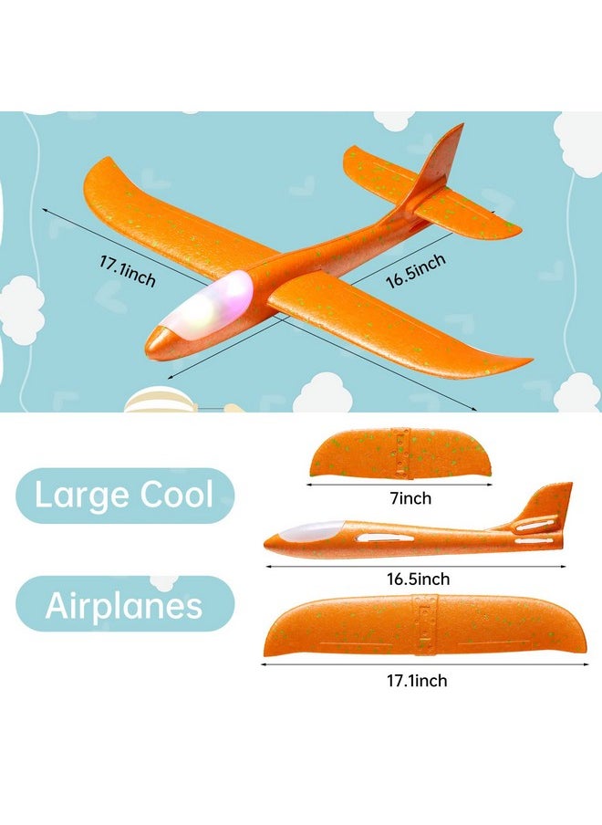 Iccbeeme 4 Pack Led Light Airplane Toys17.5 Large Throwing Foam Plane2 Flight Mode Glider Planefoam Airplane Flying Toys For Kidsoutdoor Sport Game Toysfoam Glider Airplanegift Toys For Boys Girls  - Image 2