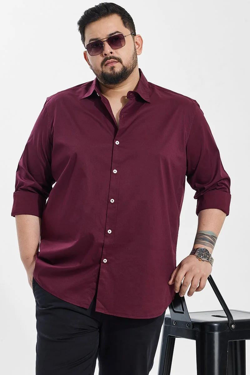 SNITCH Maroon Regular Fit Plus Size Shirt
