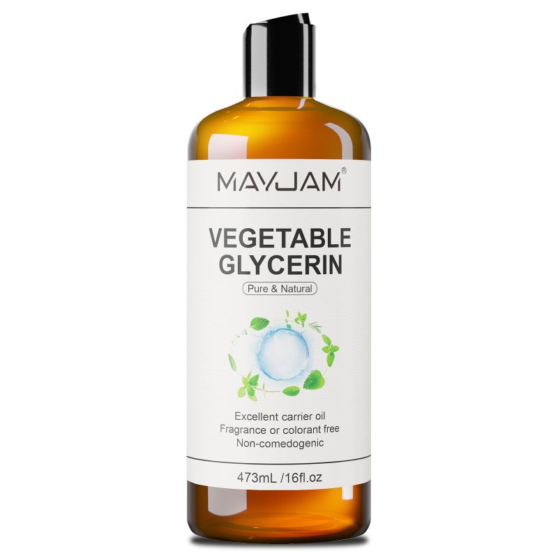 MAYJAM 100% Natural & Pure Vegetable Glycerine, 16 fl. oz. Vegetable Glycerin Liquid Body Oil for Skin, Face, Hair Care, Massage Oil for Moisturizing and Hair Benefits, Carrier Oil for Essential Oils - Image 1