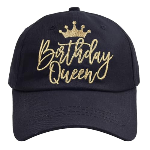 Erying Birthday Party Hats Funny Birthday Queen Embroidery Adjustable Black Baseball Cap for Women - Image 1