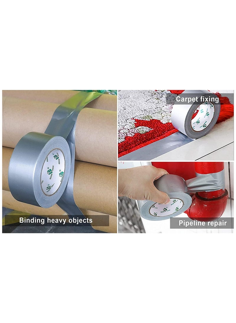 MARKQ - 4 Rolls Duct Tape | 2 inches x 15 yards Strong Adhesive Silver Tape for Packing, Kitchen Home, Office, Indoor & Outdoor Use - Image 1