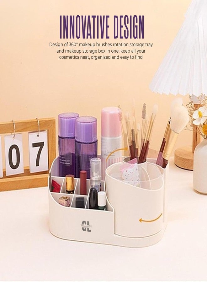 Craftlayout 360° Rotating Cosmetic Organizer | Multicolor Makeup & Jewelry Storage Box for Nail Polish Lipstick Brushes | Vanity Dressing Table Organizer for Bedroom & Bathroom - Image 3