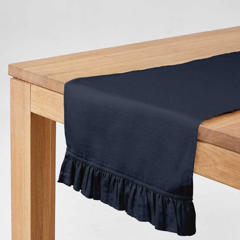 Vargottam Navy Blue Home Décor Washable Dining Table Cotton Slub Table Runner Home Table Linen Layout-14 x 48 Inch - Image 2