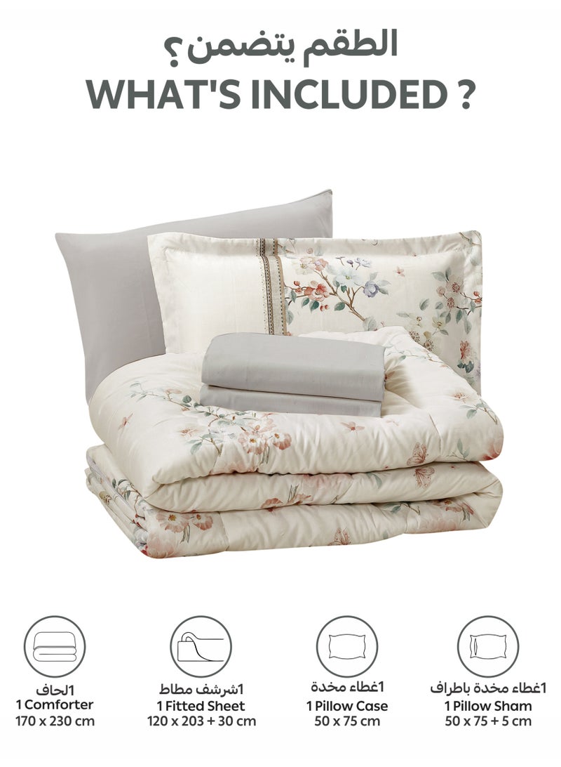 Donetella Bedding Comforter Set, twin Size Fits 120x200 cm - 4-Pcs Digital Print Quilted Bed Set, Microfiber Fabric - 1 Comforter, 1 Fitted Sheet, 1 Pillow Shams, 1 Pillowcases.  - Image 4