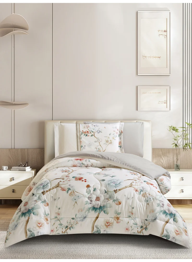 دوناتيلا طقم مفرش سرير 4 قطع مقاس مفرد ونص يناسب سرير 120×200 , تصميم مشجر انيق , مايكروفايبر فائق النعومة , يناسب جميع الفصول