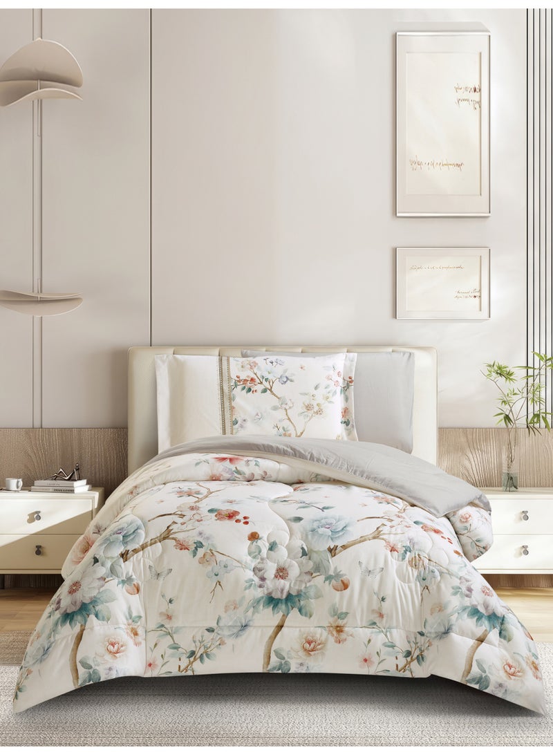 Donetella Bedding Comforter Set, twin Size Fits 120x200 cm - 4-Pcs Digital Print Quilted Bed Set, Microfiber Fabric - 1 Comforter, 1 Fitted Sheet, 1 Pillow Shams, 1 Pillowcases.  - Image 1